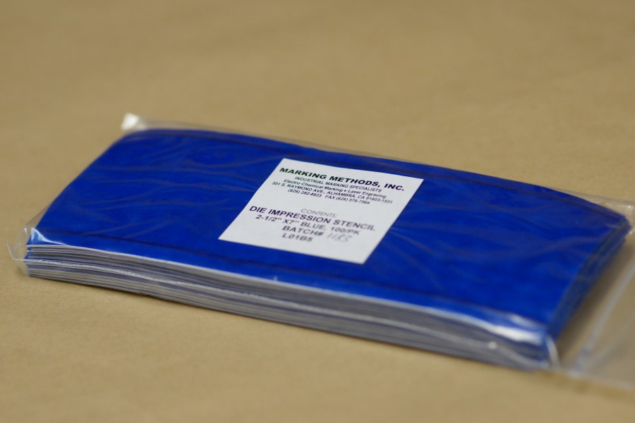 21/2 x 7 (100 Pack) Blue Die Impression Stencil